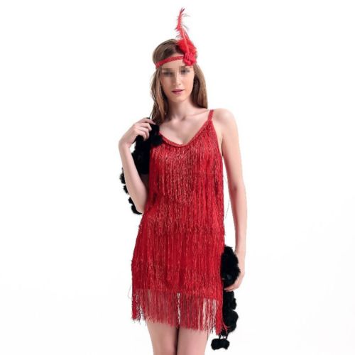 Sexy Uniform Underwear Tassel Dress Halloween   red
