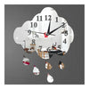 Creativo 3d Silencioso Pared Reloj Sacando Gotas de Lluvia Espejo Plata
