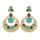Ethnic Colorful Alloy diamond crescent earrings   SKY BLUE+COFFEE