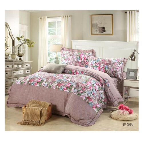Bed Quilt Duvet Sheet Cover 4PC Set Upscale Cotton 100% 033