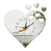 3d Silencioso Niños Habitación Reloj de Pared Corazón Amor Espejo Plata