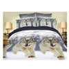 3D Animal Tiger Lion Wolf Bed Quilt/Duvet Sheet Cover 4PC Set Cotton Sanded