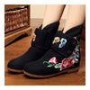 Vintage Beijing Cloth Shoes Embroidered Boots black 35