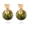 Small Cat Ear Studs   gold plated green zircon