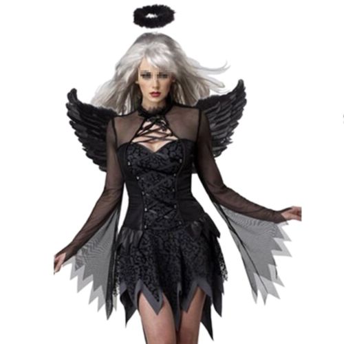 Halloween Costumes Zombie Stage Uniform with Wings   black
