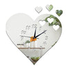 3D Silent Kid Room Wall Clock Love Heart Mirror   silver