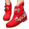 Vintage Beijing Cloth Shoes Embroidered Boots red 35
