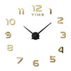 Diy Silencieux Horloge Murale Simple Miroir Collage Clair en Or