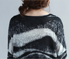 Fashion Black Wave Pattern Oversized Tunic Casual Dress