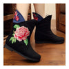 Peacock Vintage Beijing Cloth Shoes Embroidered Boots black 35