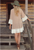 Boho Oversize Highlander Lace Tunic Dress  Blue Brown