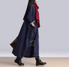 Blue Linen Woven Cloth Patch Oversized Baggy Tunic Dress