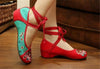 Chinese Embroidered Floral Shoes Women Ballerina Mary Jane Flat Ballet Cotton Lo