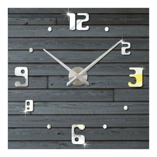 Super Large Acrylic Wall Clock DIY Mirror Digit  silver