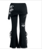 Black Gothic Punk Folded Floral Lace Over Wide Leg Trousers Pants Plus Size