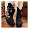 Vintage Beijing Cloth Shoes Embroidered Boots black 35
