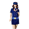 4 pcs Blue Aviator Uniform Fashionable Innocent Airline Stewardess Uniform Sexy