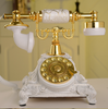 Vintage Antique Retro Rotary Handset Desk Resin Telephone European Style White