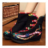 Vintage Beijing Cloth Shoes Embroidered Boots black thin shoes 35