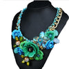 Ornament Crystal Flower Woman Necklace Woman Short Sweater Necklace   green