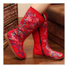 Vintage Beijing Cloth Shoes Embroidered Boots red 35