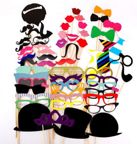 Party Photo Booth Wedding Props on Stick 58 Pc Set