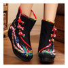 Vintage Beijing Cloth Shoes Embroidered Boots black thin shoes 35