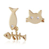 18K Gold Galvanized Austrian Zircon Ear Studs Cat Fish