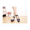 Embroidered Shoes High Heeled Shoes Square Dacne Manual Embroidery