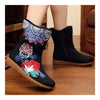 Vintage Beijing Cloth Shoes Embroidered Boots black 35