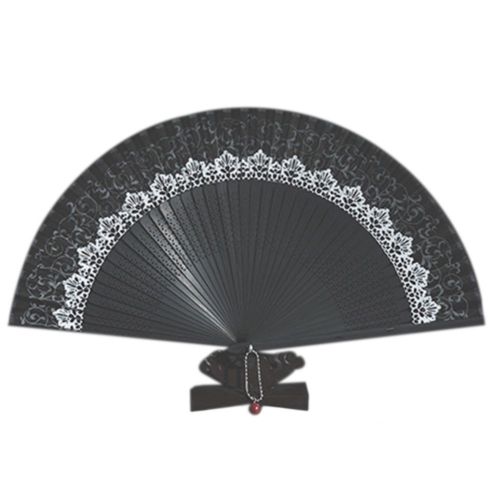 Folding Fan Pure Manual Silk with Box    black