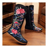 Vintage Beijing Cloth Shoes Embroidered Boots black 35