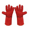1 pair Long Mig Welding WELDERS Work Cowhide Leather Gloves 35cm Full Red