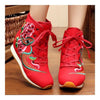 Vintage Beijing Cloth Shoes Embroidered Boots red 35