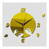 Wall Clock Living Room Decoration Mirror Leaf   golden