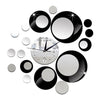 Mirror Wall Clock 3D Decoration Acrylic Circle   silver black