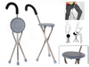 Portatif Marche Canne avec Chaise Asise 2-en-1 Trépied Outil