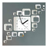 Mirror Wall Clock 3D Decoration Square Holloe   silver