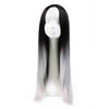 30" 75cm Long Gradient Ramp  Hair Cap Synthetic Wig Black and White Cosplay
