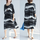 Fashion Black Wave Pattern Oversized Tunic Casual Dress