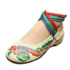 Chinese Embroidered Floral Shoes Women Ballerina Mary Jane Flat Ballet Cotton