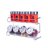 9 Bote Metal & Cristal Especias Frascos 2 Niveles Alambre Estante Expositor Rojo