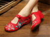 Vintage Chinese Embroidered Floral Shoes Women Ballerina Mary Jane Flat Ballet C
