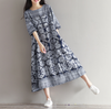 Boho Pteris Floral Highlander Linen Tunic Dress