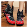 Vintage Beijing Cloth Shoes Embroidered Boots black 35