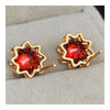 18K Gold Galvanized Austrian Zircon Earrings  red