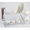 2 Tiers Kitchen Dish Cup Drying Rack Drainer Dryer Tray Cutlery Holder Organizer