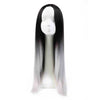 30 " 75cm Long Dégradé Rampe Cheveux Bonnet Synthétique Perruque Noir et Blanc