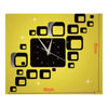 Mirror Wall Clock 3D Decoration Square Holloe   black