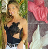 Explosion Models Lace Straps Wrapped Chest Stitching Gauze Shirt black M